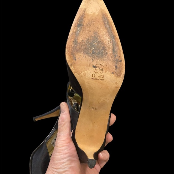 Escada Black Heels with Gold Accents - Picture 5 of 6